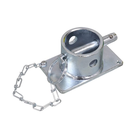 Showcasing a welded-on bracket for heavy-duty trailer jacks.