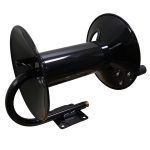 Left angle of 75-foot capacity manual hose reel