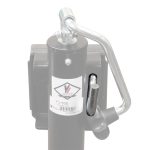 safety pin and spring emphasized on flange mount trailer jack