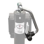 Handle on flange mount style trailer jack with jack grayed out.